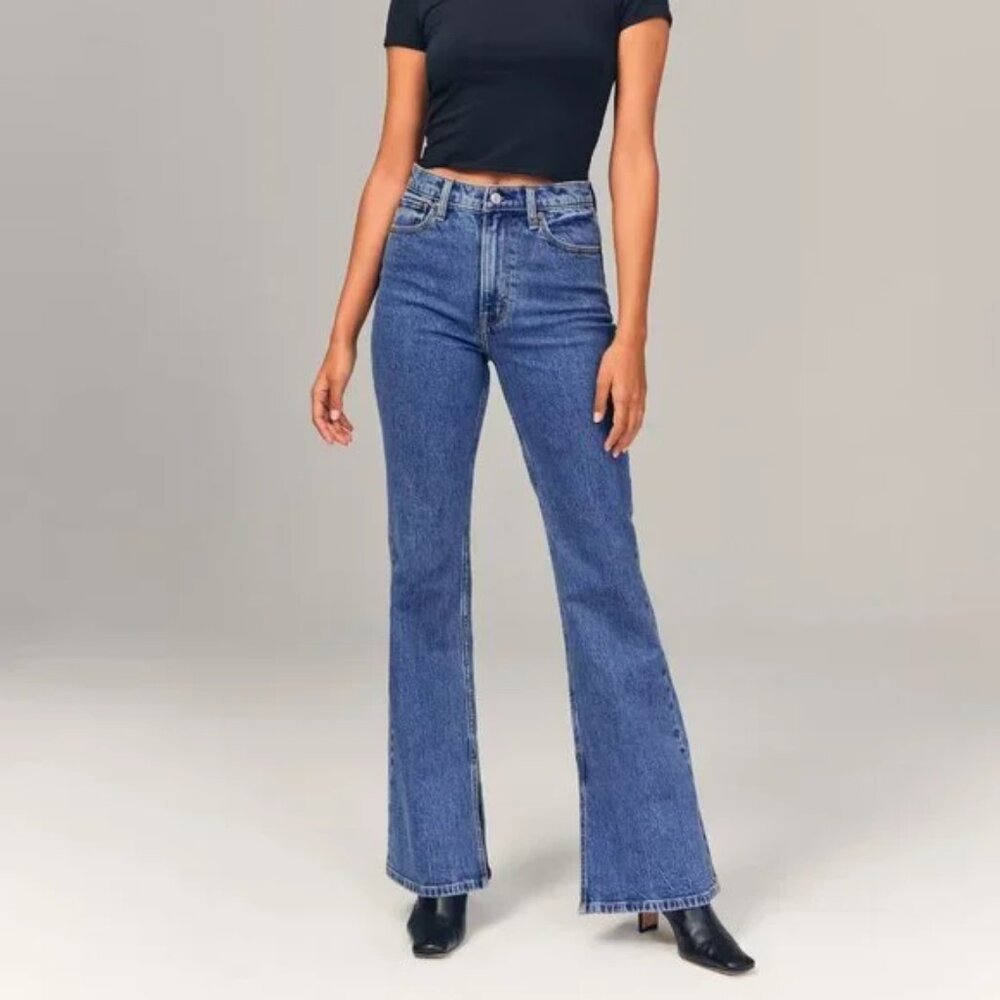 Abercrombie & Fitch Medium Wash The Vintage Flare High Rise Jeans Womens